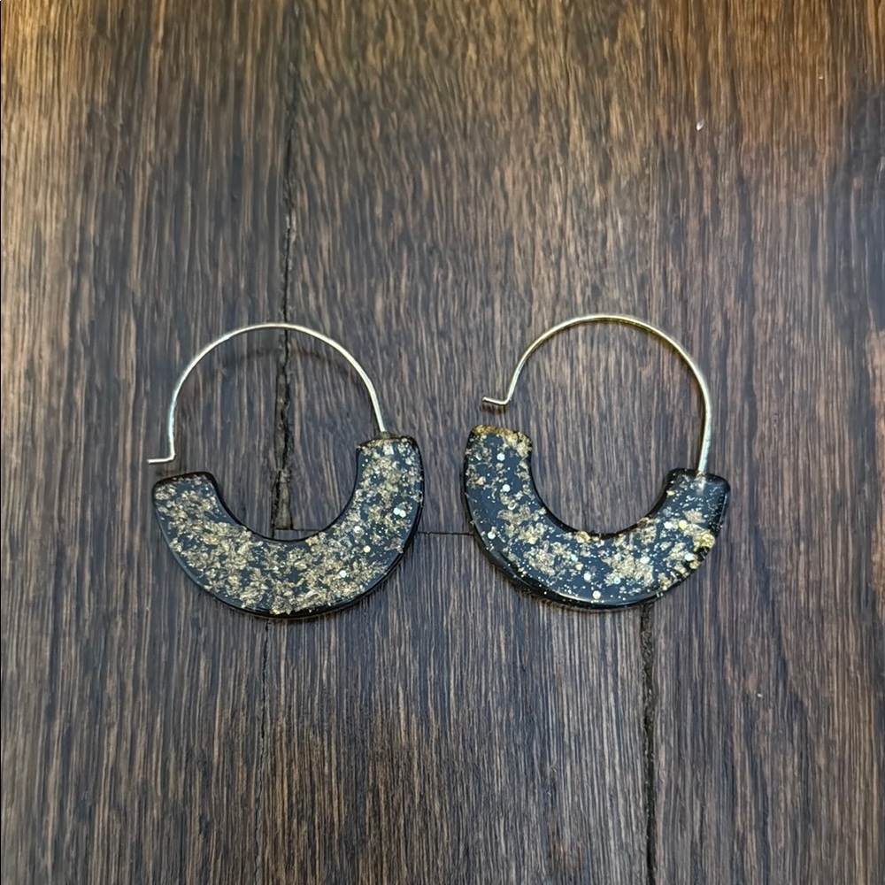 Gold and Black Hoop Earrings